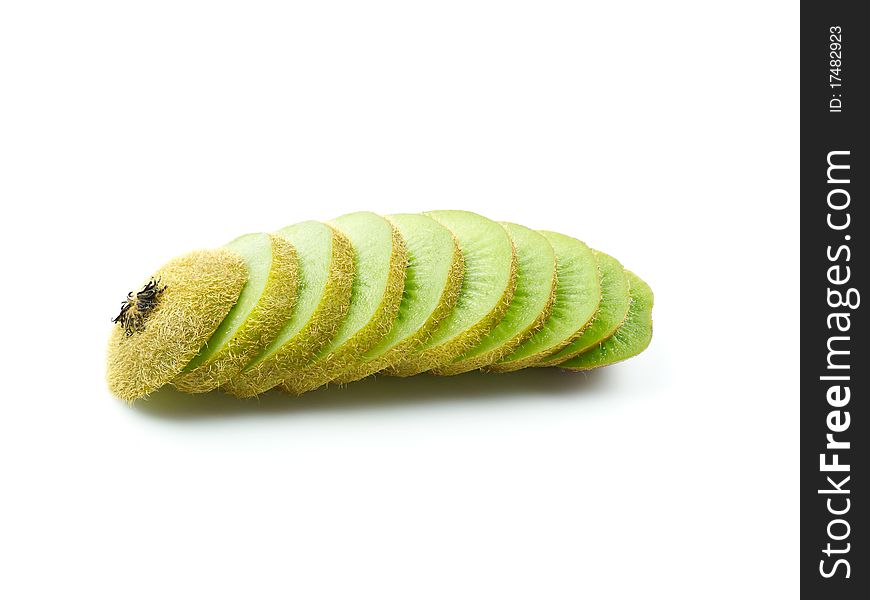 Kiwi fruit slice on white background