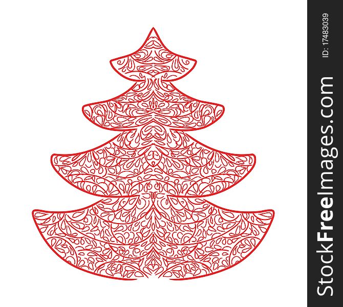 Abstract Christmas red spruce. Vector illustration. Abstract Christmas red spruce. Vector illustration