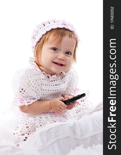 Beautiful Baby With A Mobile Phone