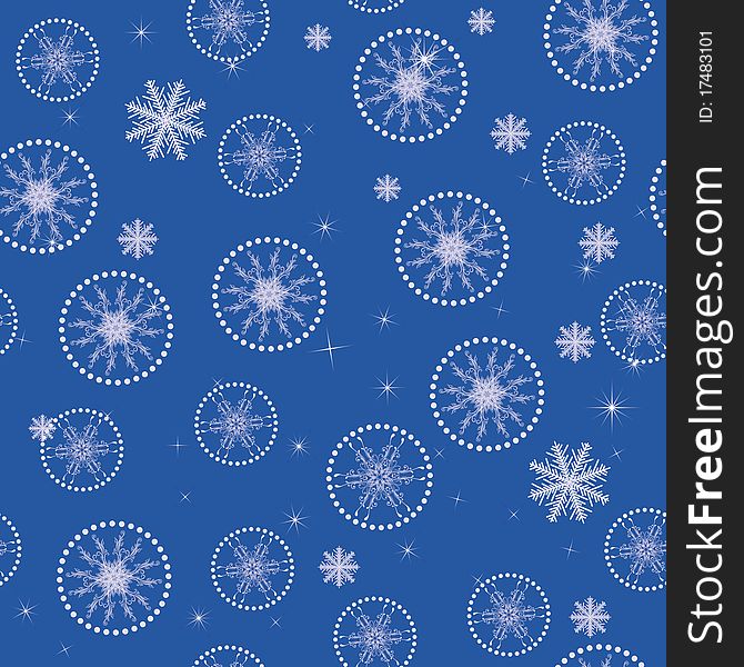 Abstract Christmas seamless with snowflakes on blue background