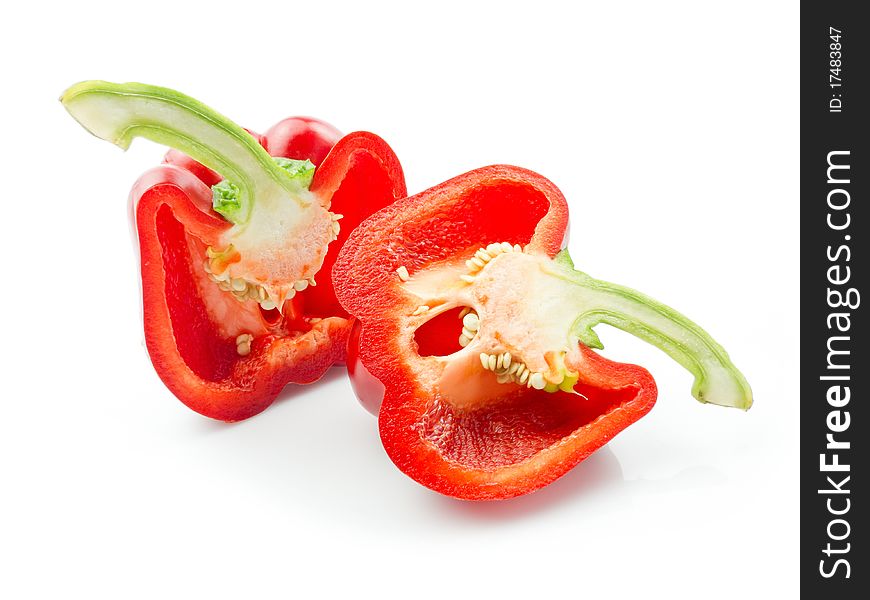 Red pepper on white background