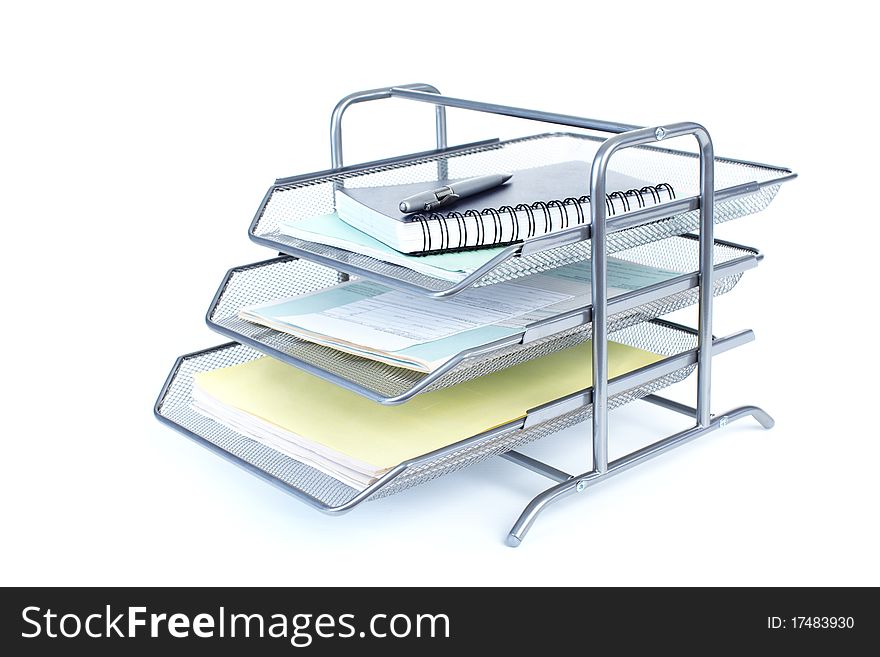 Office documents on a white background. Business