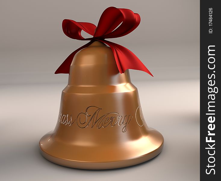 3d rendering of xmas bell.I also engraved Merry Christmas in my golden bell.