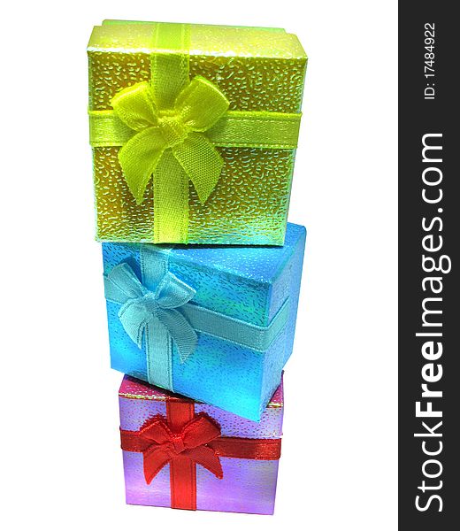 Tree gift tower on white background