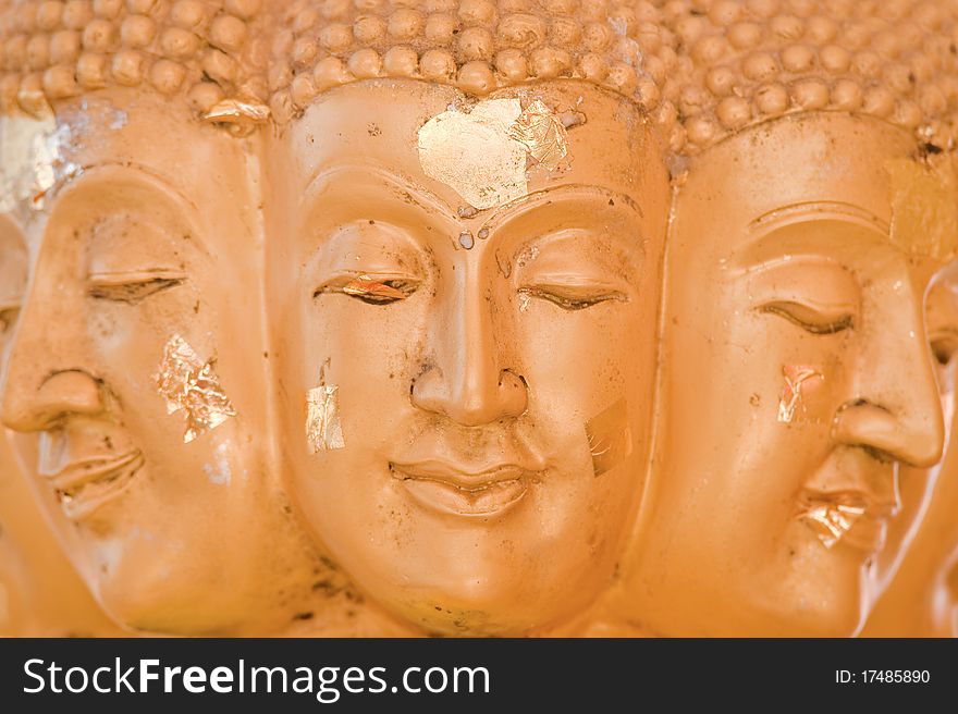 Buddha many face Close-up, Thailand.