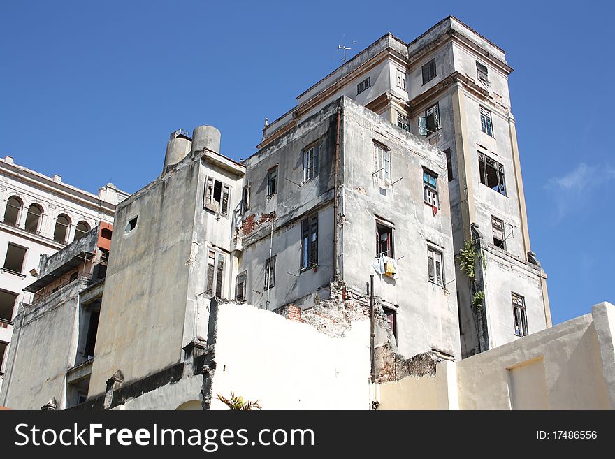 Building of Havana Cuba with a blue sky. Building of Havana Cuba with a blue sky