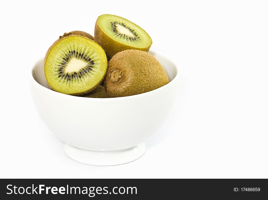 Kiwi fruit in white bowl