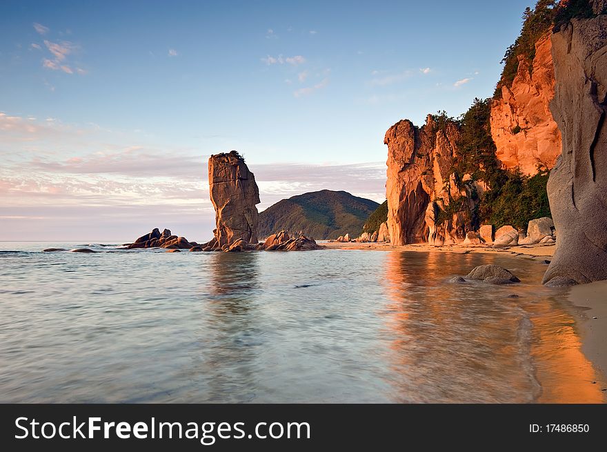 Coastal cliffs in the soft morning light.