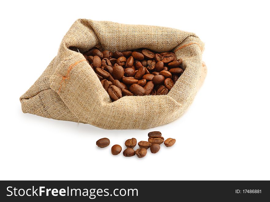 Coffee beans in canvas sack
