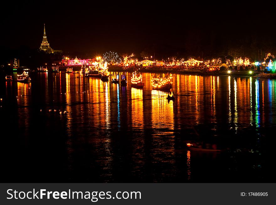 Night scene at Bangpakong river