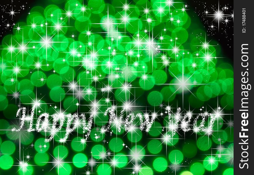 Happy new year light and star green background