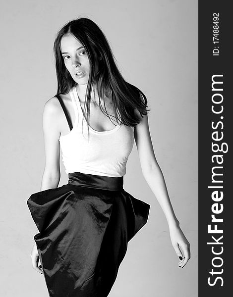 Desaturated photo of fashion model