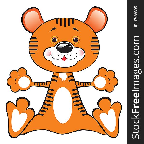 Toy tiger: vector, isolated, on a white background