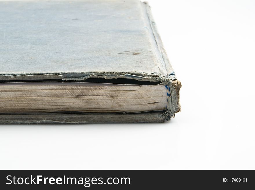 Old blue book on white background. Old blue book on white background