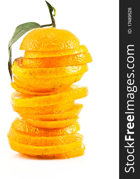 Oranges sliced on white background. Oranges sliced on white background