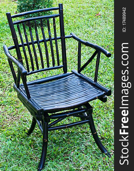 Bamboo chair on the lawn