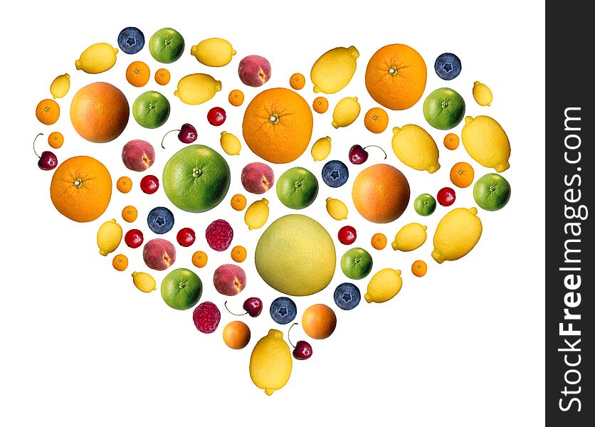 Heart From Citrus Fruit  And Berries