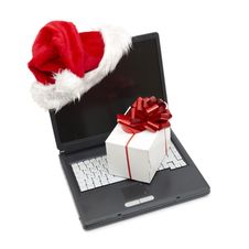 Santa Hat On A Laptop Stock Image Santa Hat On A Laptop Stock Image
