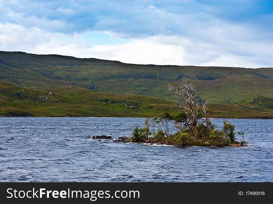 Scottish landscape in a cloudy day - Sutherland region. Scottish landscape in a cloudy day - Sutherland region