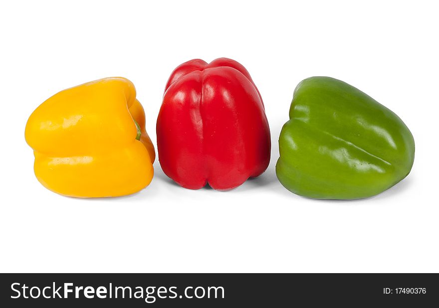 Miscellaneous colored peppers isolated on white