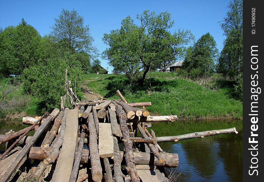 An old wooden bridge in the country