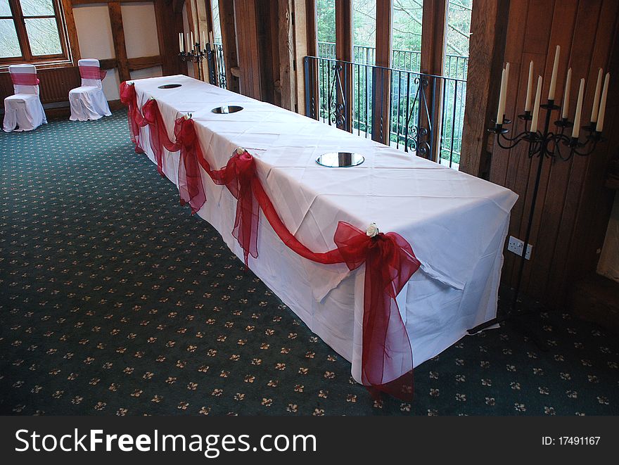 A english kent wedding reception venue, decorated. A english kent wedding reception venue, decorated