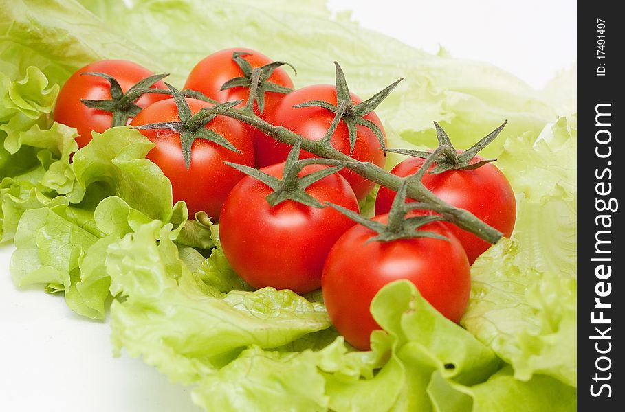 Fresh vegetables. Tomatos cherry and green salad