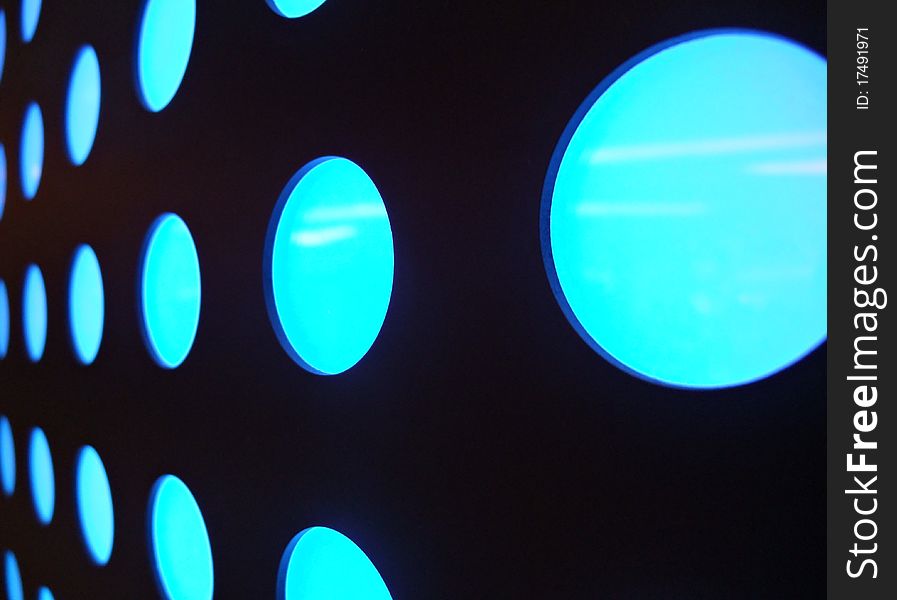 Stylish Blue Glowing Circles On Black