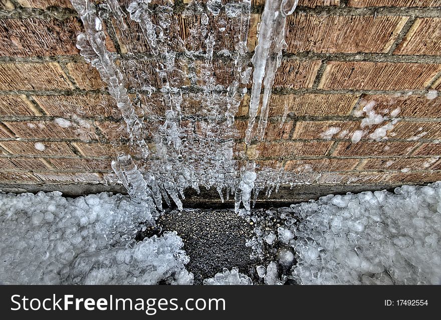 Ice and Brick melting pattern Canada cold