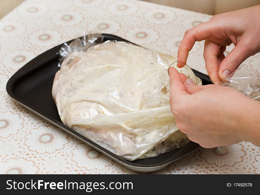 Cooking in plastic bags, kitchen