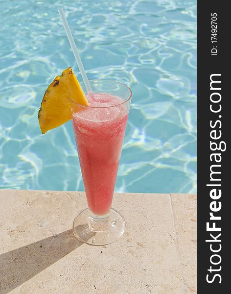 Exotic cocktail near swimming pool