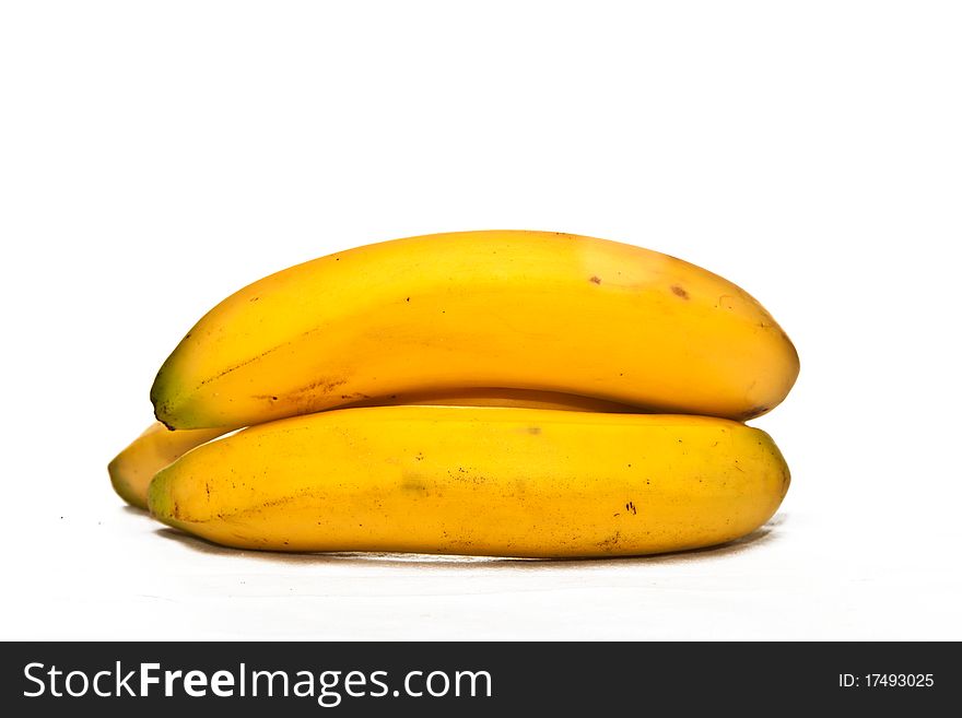 Close up view of banana isolated on white