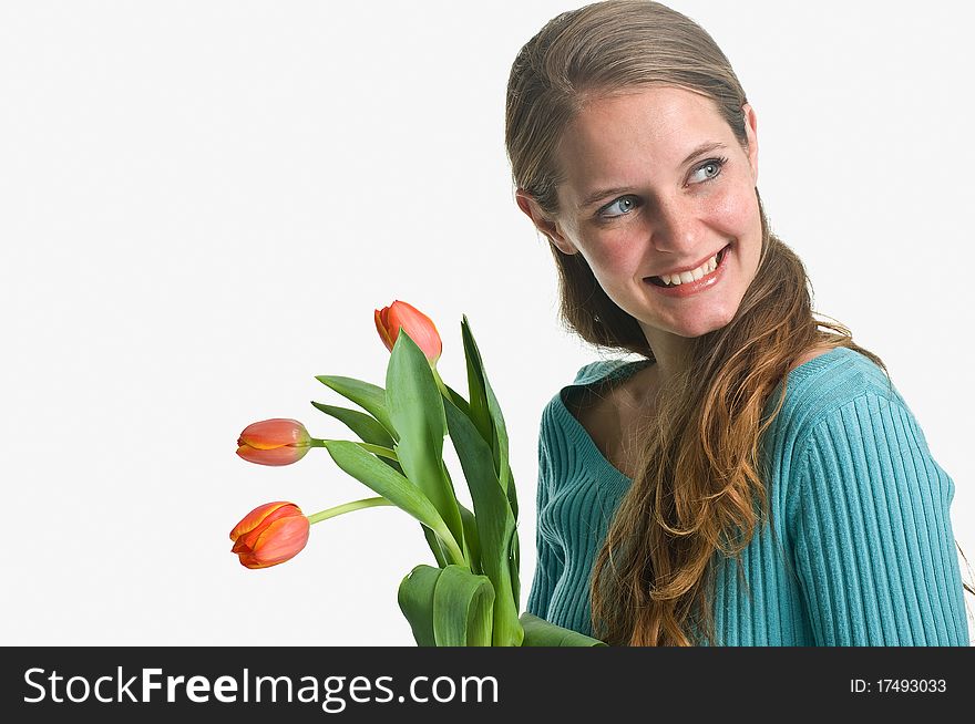Portrait of a Beautiful Girl with Flowers