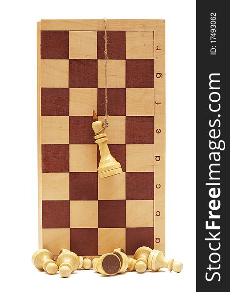 Chess king hang over pawns. Chess king hang over pawns