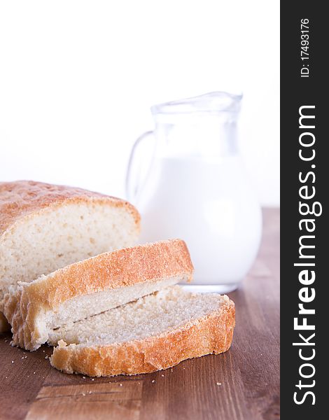 Fresh bread with a milk