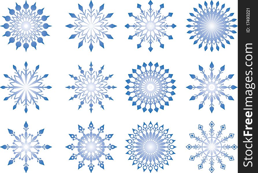 Beautiful  blue snowflakes