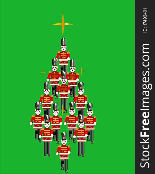 Drummer boys drumming in a tree formation, with a star over head, as the topper. Drummer boys drumming in a tree formation, with a star over head, as the topper..