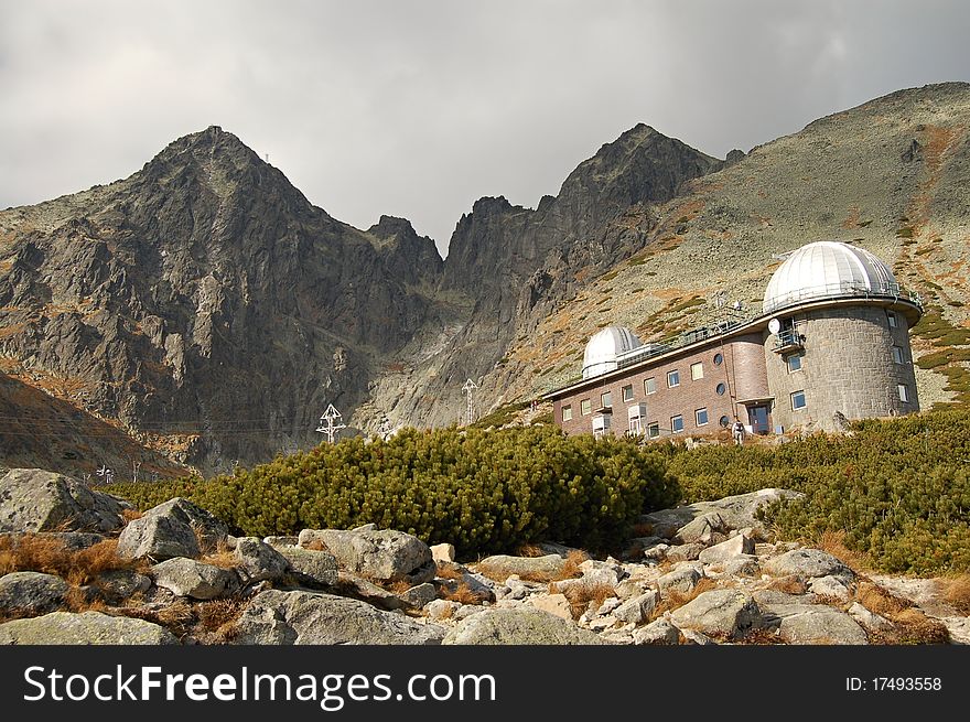 Modern observatory in high mountains