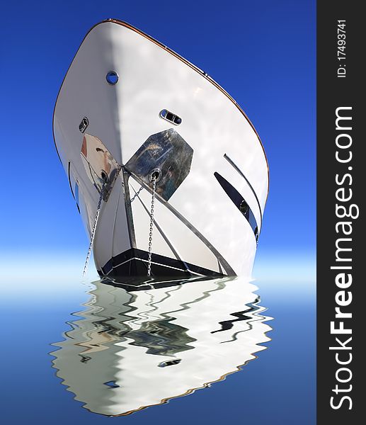 Luxury yacht with reflection on sea. Luxury yacht with reflection on sea