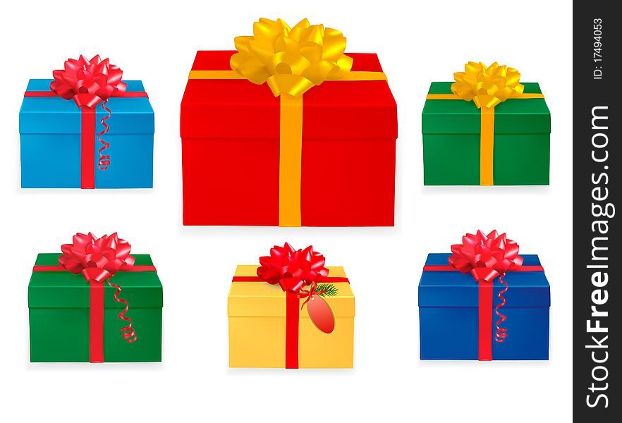 Set of colorful gift boxes. Vector. Set of colorful gift boxes. Vector.