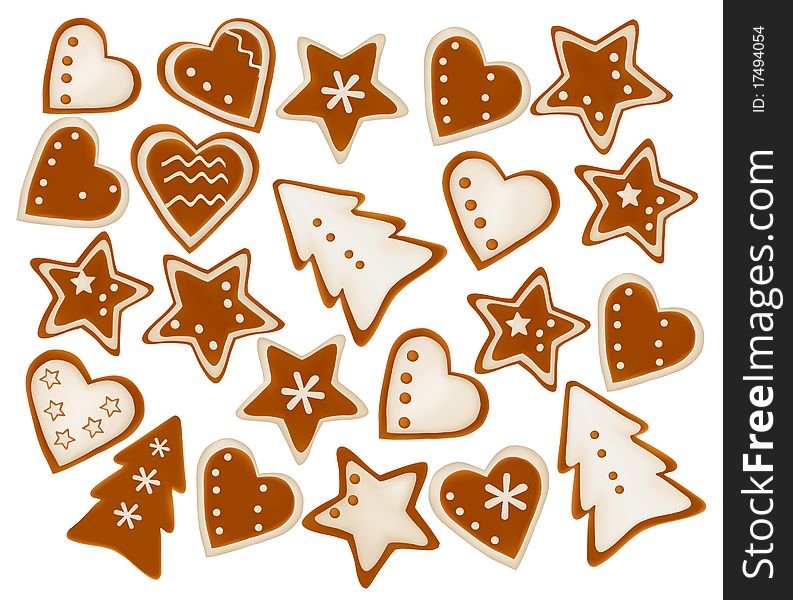 Collection of gingerbread cookies. Vector.