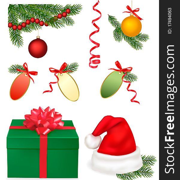 Collection of Chrismas objects. Vector.