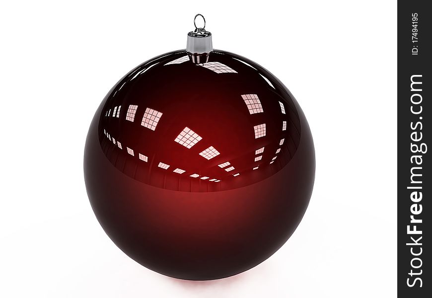 Red Christmas toy in a ball on a white background