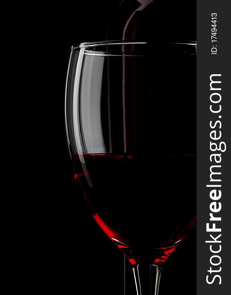 Red wine. Bottle, glass