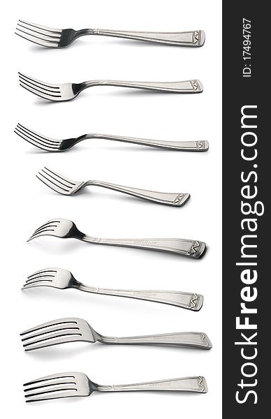 Some isolated metal forks on the white background