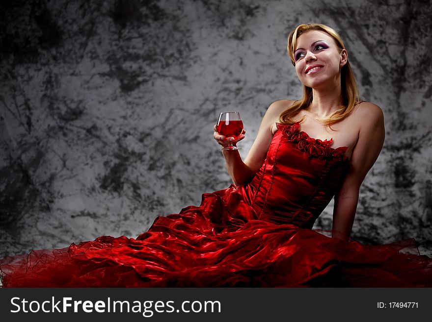 The girl with a wine glass