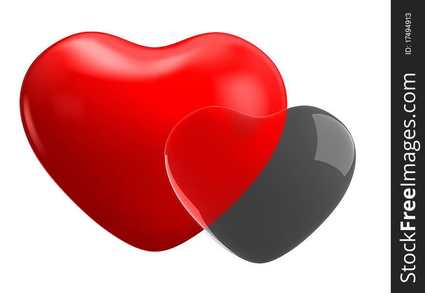 3d red heart on white background. 3d red heart on white background