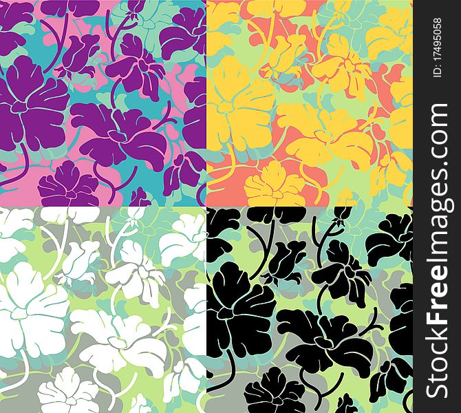 Beauty flower seamless  (4 color variants)