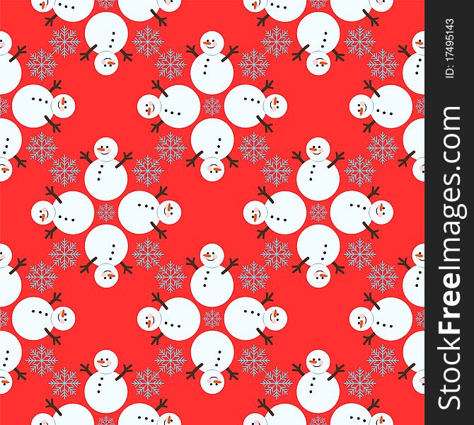 Christmas seamless pattern of funny snowman