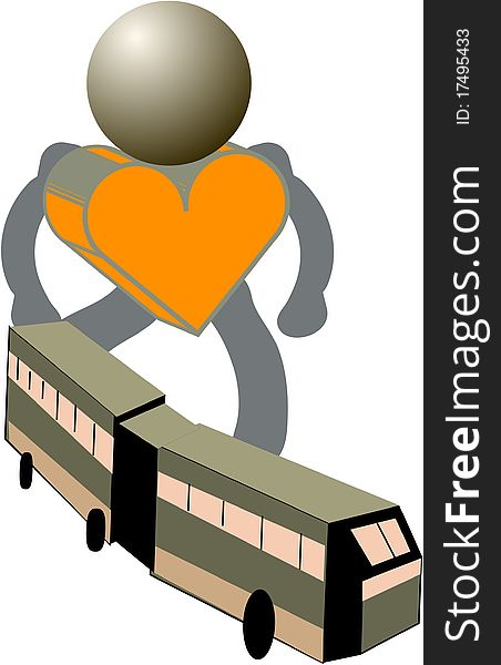 Illustration yellow heart abstract train